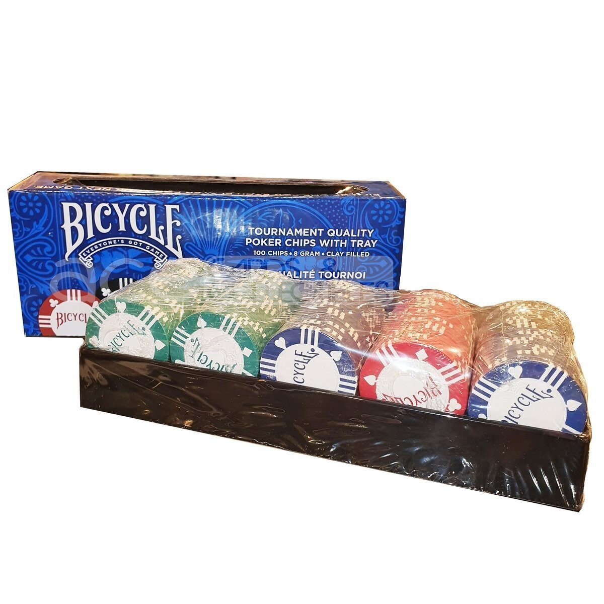 Bicycle Poker Chips Tournament Quality (8 gram, 2 color, clay filled, 100ct w/ tray)