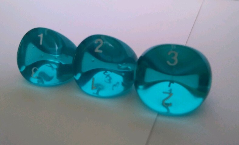 Dice d3 - Translucent Teal / White (Chessex)