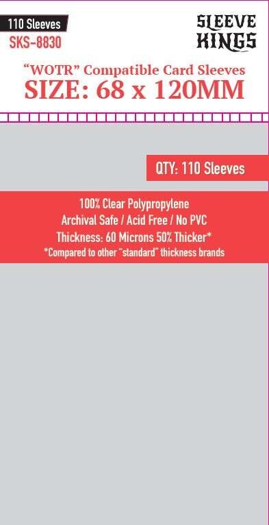 Sleeve Kings Card Sleeves: 68x120mm (WOTR Perfect Compatible), 110 / pack