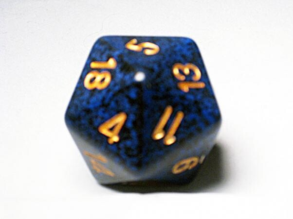 d20 34mm, Speckled Golden Cobalt Dice (Qty 1)