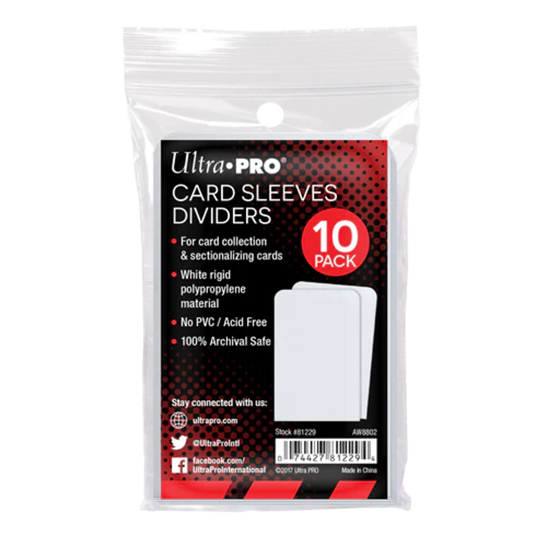 Ultra-Pro Semi-Rigid Card Dividers (10/pk, white)