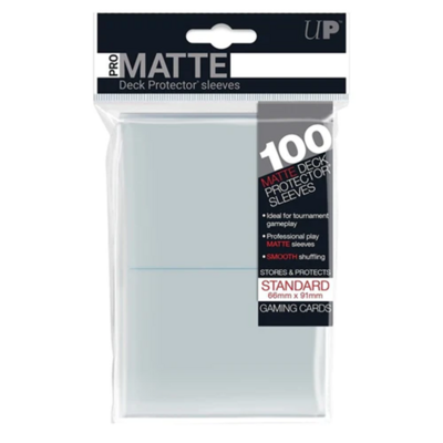 Ultra-Pro Deck Protector Card Sleeves, PRO-MATTE Standard Size (66mm x 91mm), Clear, 100/pk