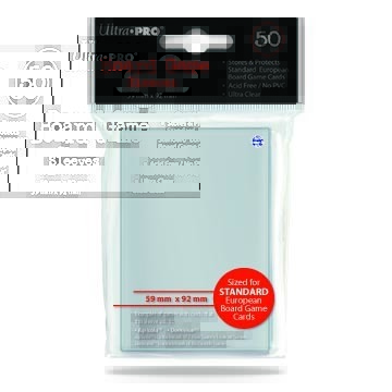 Ultra-Pro Board Game Card Sleeves: Standard European - Clear, 59mm x 92mm, 50/pk