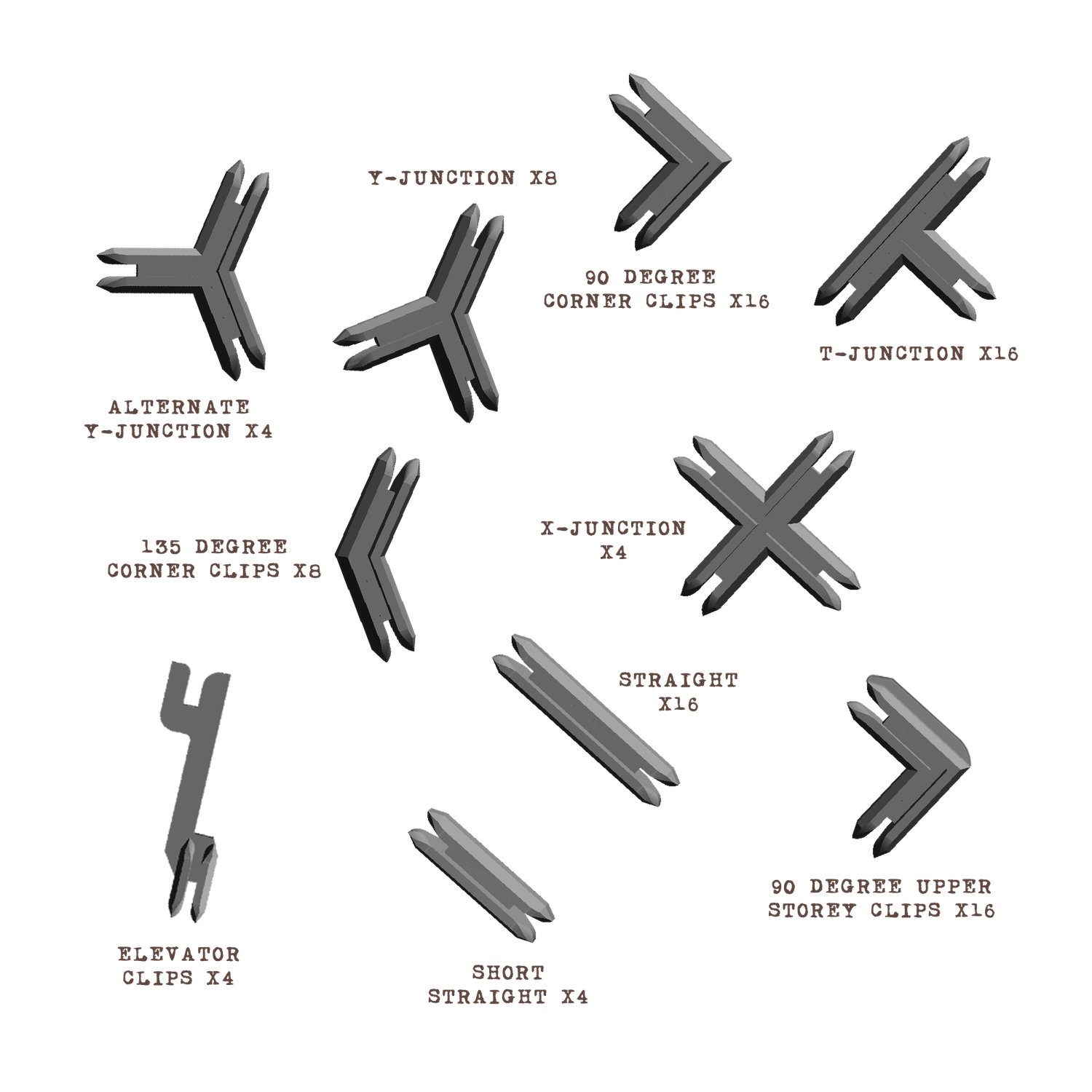 Battle Systems Terrain: Plastic Terrain Clips - Grey