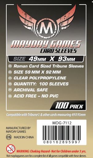 Roman Sized &quot;Tribune&quot; Card Sleeves (100/pack) 49 X 93 MM