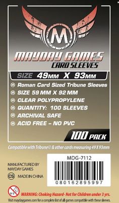 Roman Sized &quot;Tribune&quot; Card Sleeves (100/pack) 49 X 93 MM