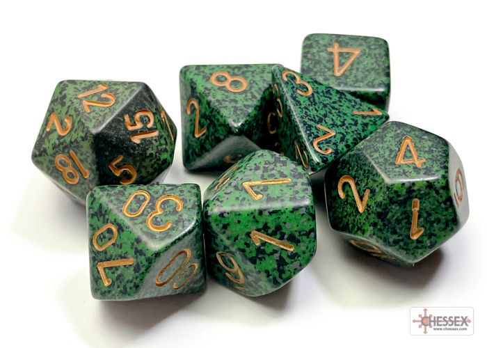 Polyhedral 7-die RPG Set (Chessex) Speckled, Golden Recon