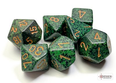 Polyhedral 7-die RPG Set (Chessex) Speckled, Golden Recon