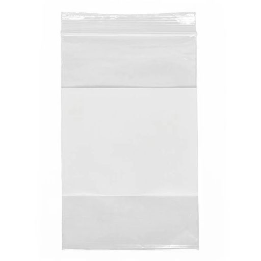 Reclosable clear plastic bag w/ White Block, 3x5 2mil (100/ct)