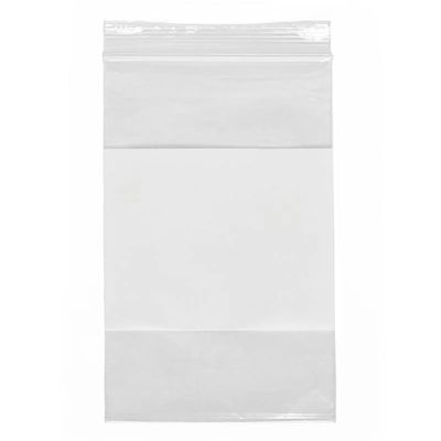 Reclosable clear plastic bag w/ White Block, 3x5 2mil (100/ct)