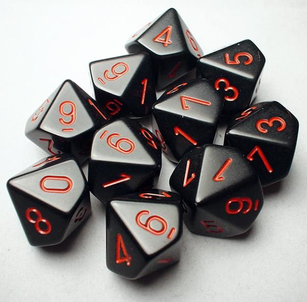 d10 Opaque - Black / Red