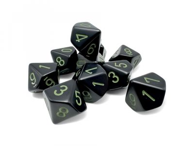 d10 Opaque - Black / Green