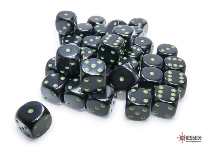 12mm d6 Opaque - Black /Green (36ct / block)