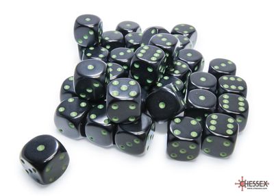 12mm d6 Opaque - Black /Green (36ct / block)