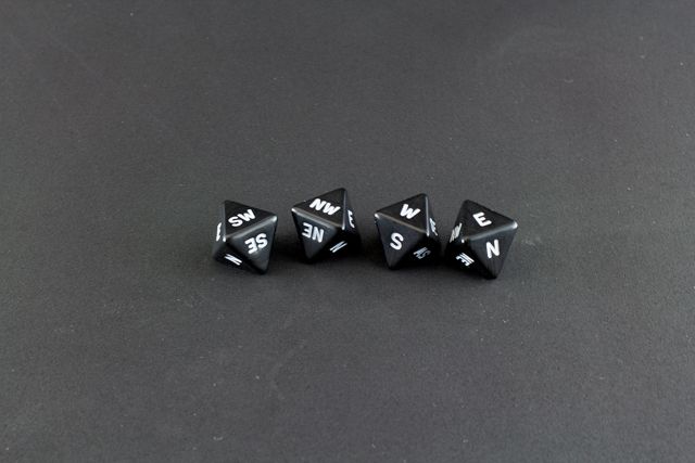 Chessex Dice: 1d8 Compass Die Opaque Black / White (Qty 1)