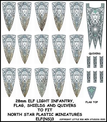 Oathmark: Elf Light Infantry Banner &amp; Shields Transfers