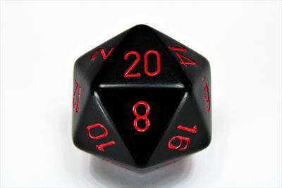 d20 34mm, Opaque Black / Red Dice (Qty 1)