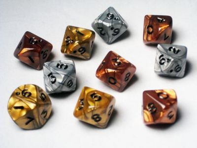 Single d10 Opaque Dice (Olympic colors)
