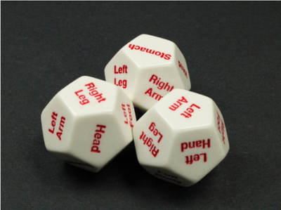 Single Dice: d12 Body Part Hit Location Dice (28mm, White/Red)