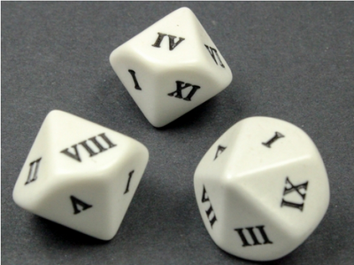 Single Dice: d10 Roman Numerals White/Black