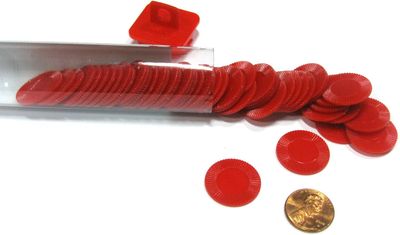 Mini Plastic Stacking Poker Chips, 7/8&quot; - Red