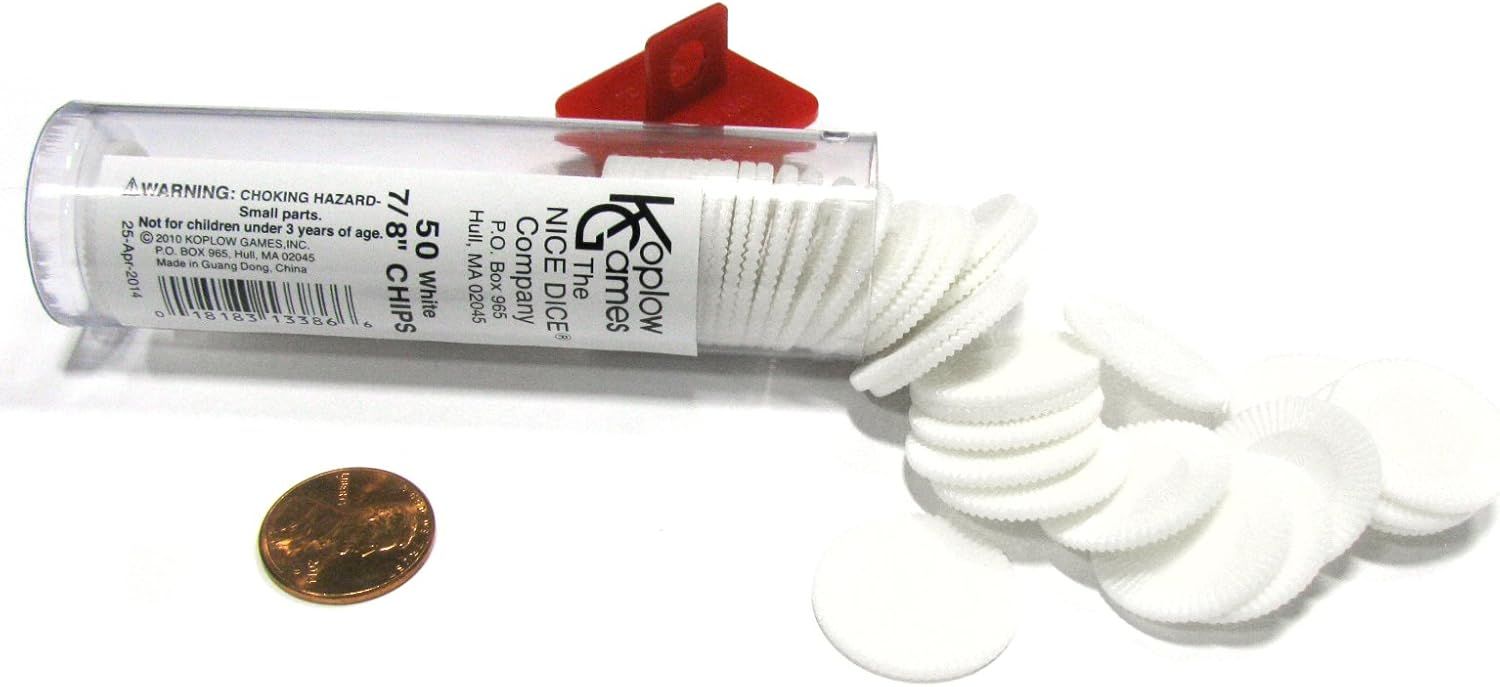 Mini Plastic Stacking Poker Chips, 7/8&quot; - White