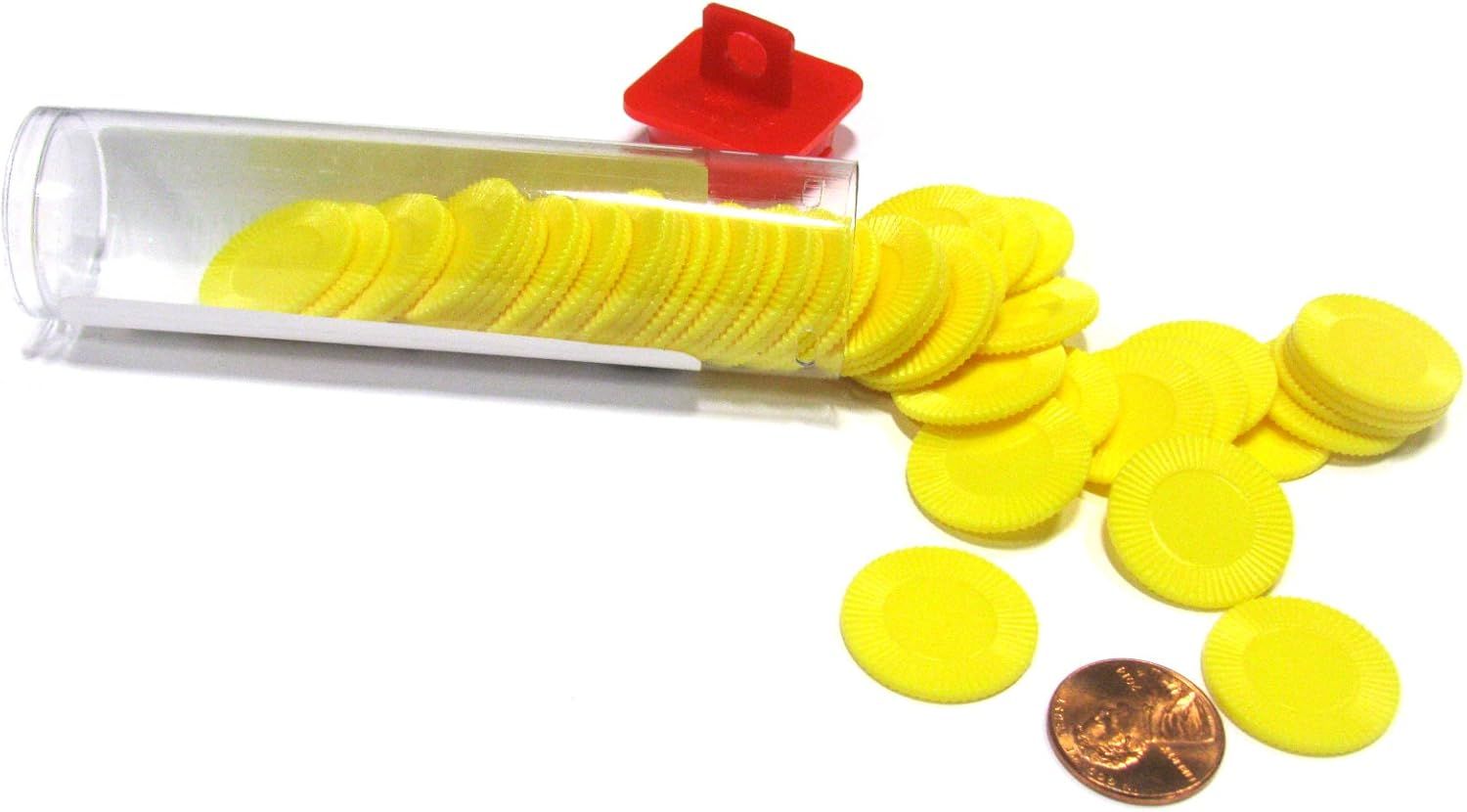 Mini Plastic Stacking Poker Chips, 7/8&quot; - Yellow