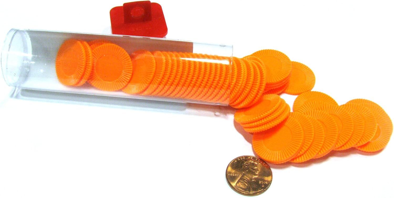 Mini Plastic Stacking Poker Chips, 7/8&quot; - Orange