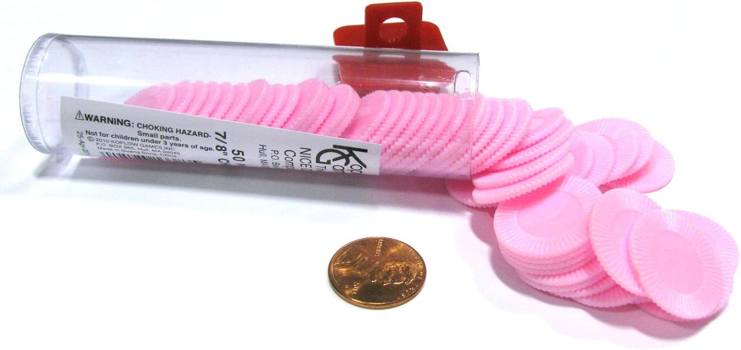 Mini Plastic Stacking Poker Chips, 7/8&quot; - Pink