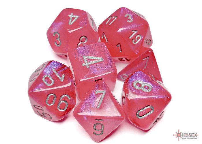Polyhedral 7-die RPG Set Borealis - Pink / Silver (Chessex)