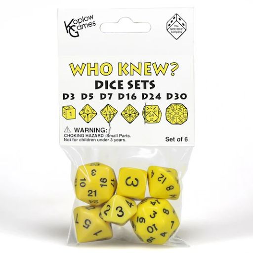 Dice Set: Who Knew? - Yellow / Black