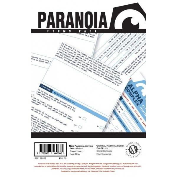Paranoia: Forms Pack