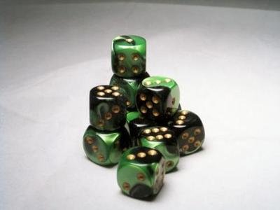 16mm d6 - Black/Green-Gold Gemini