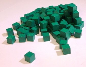 Wooden Cube, 10mm Green