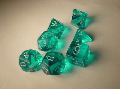 Polyhedral 7-die RPG Set: Translucent - Teal / White (Chessex)