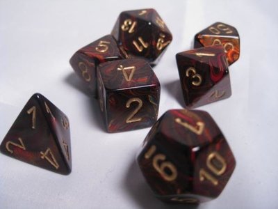 Polyhedral 7-die RPG Set (Chessex), Scarab - Blue Blood / Gold