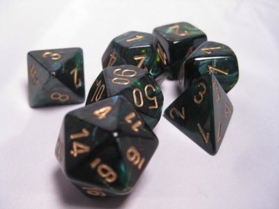 Polyhedral 7-die RPG Set (Chessex), Scarab - Jade / Gold