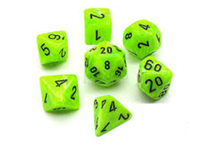 Polyhedral 7-die RPG Set (Chessex), Vortex - Bright Green / Black
