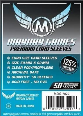 Euro Card Sleeves, Blue Label Premium Clear (50/pack) 59 X 92 MM