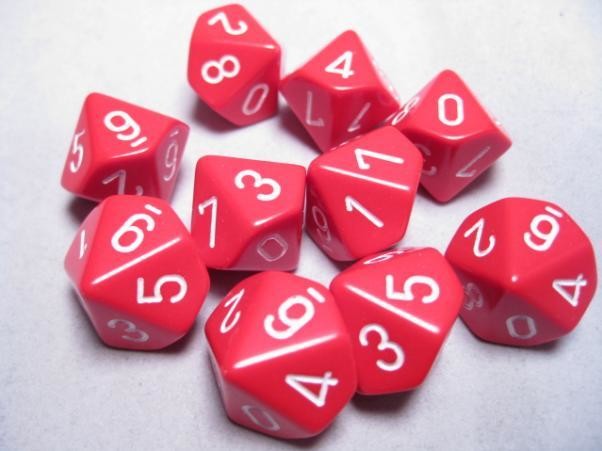 d10 Opaque - Red / White
