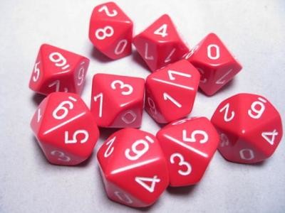 d10 Opaque - Red / White