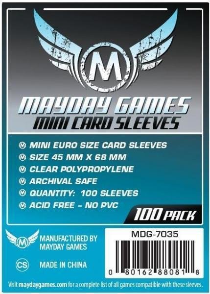 Mini-Euro Card Sleeves, Blue Label (100/pack) 45 X 68 MM