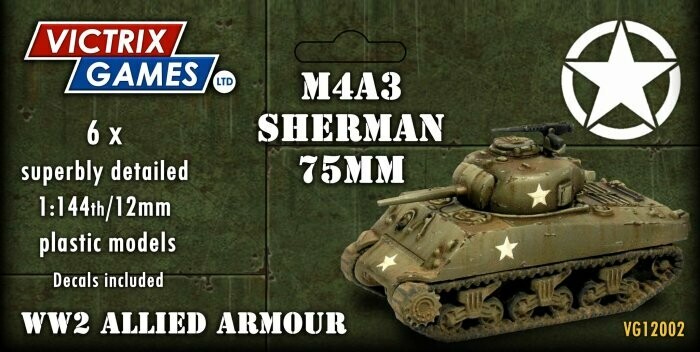 12mm/1:144: WWII - Sherman M4A3 75mm (x6)