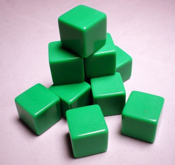 Blank Dice: 16mm d6 Opaque Green