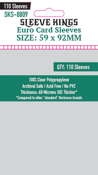 Sleeve Kings Card Sleeves: Euro 59x92mm, 110 / pack
