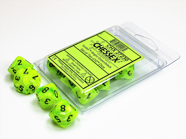 d10 10-pack, Vortex Bright Green / Black
