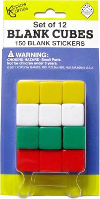 Blank Dice: d6 16mm - 12 Dice Pack with Stickers