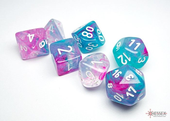 Polyhedral 7-Die RPG Set Nebula - Wisteria / White - Luminary