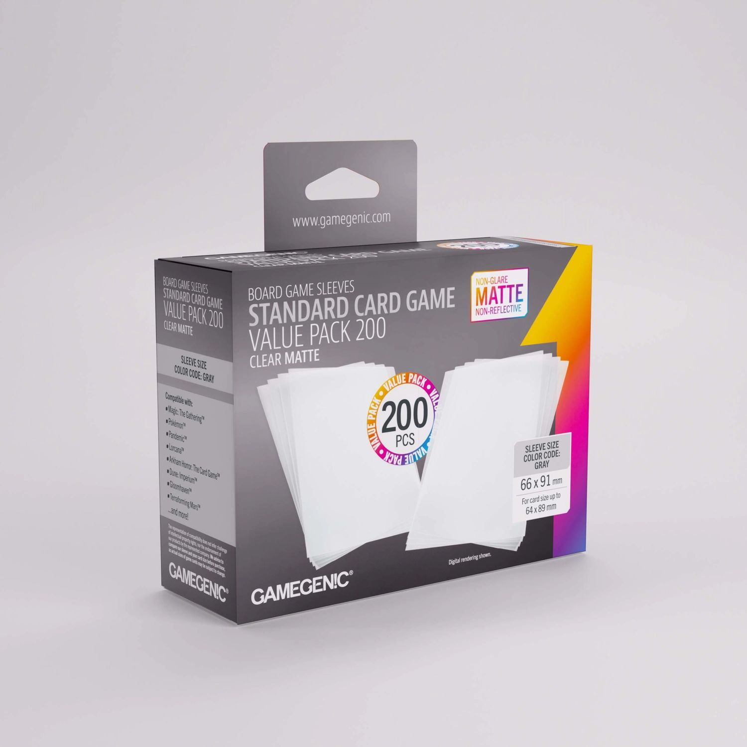 Matte Sleeves Standard Card Game-Size (Gray Label Code) Value Pack 200