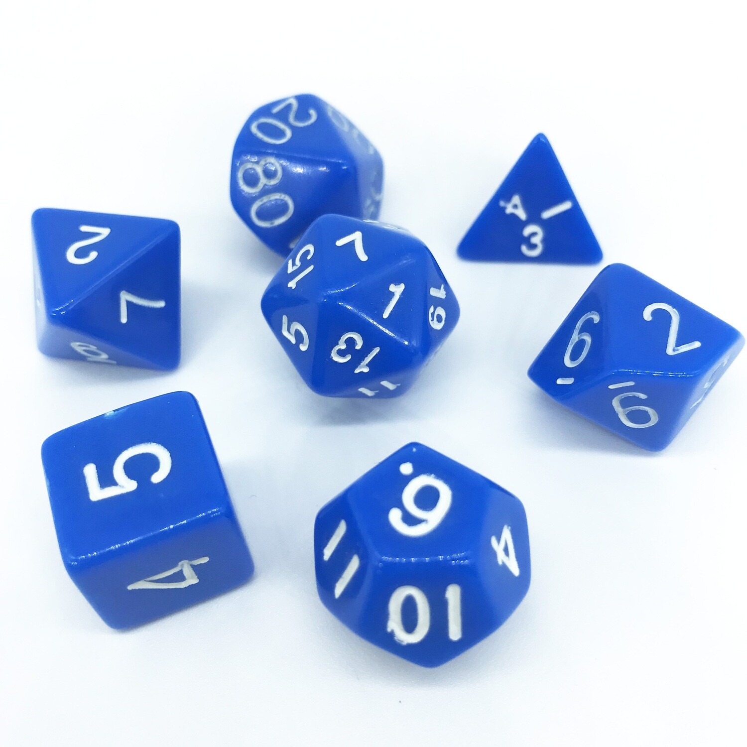 Dice Set - Blue solid with white numbers